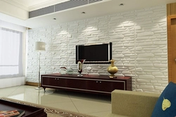 Decorative brick wall in the living room interior