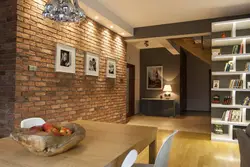 Decorative brick wall in the living room interior