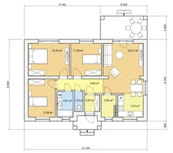 Layout of a one-story house with one bedroom photo