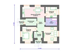Layout of a one-story house with one bedroom photo