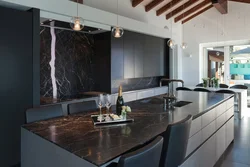 Marble And Wood In The Kitchen Interior Photo