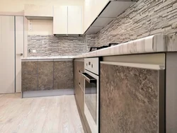 Marble and wood in the kitchen interior photo