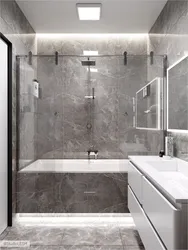 Design of a small bathroom with a toilet in gray tones