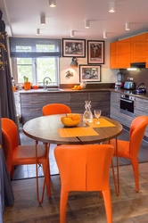 Kitchen in orange-gray tones photo