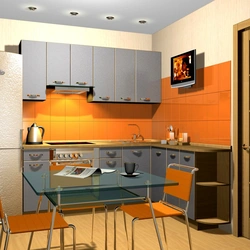 Kitchen In Orange-Gray Tones Photo