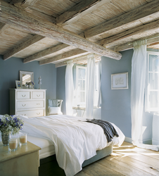 Bedroom Color In A Wooden House Photo