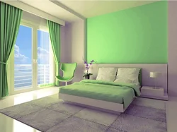 All shades of green in the bedroom interior