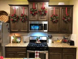 Photos decorating the kitchen