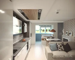 Дизайн проекты кухни гостиной прямоугольной