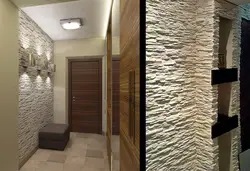 Artificial stone for interior wall decoration in the hallway in the interior