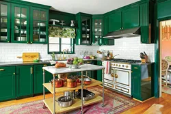 Кухня Зеленая С Деревом Цвете Фото