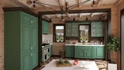 Кухня Зеленая С Деревом Цвете Фото