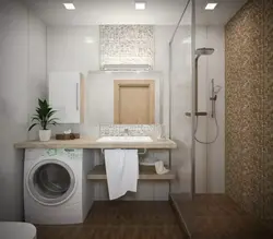 Duş, paltaryuyan və tualet ilə vanna otağı dizaynı