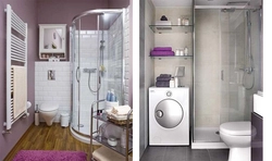 Bathroom design with shower, washing machine and toilet