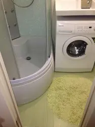 Bathroom Design With Shower, Washing Machine And Toilet