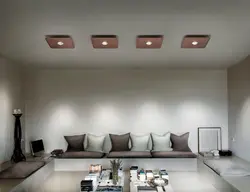 Living room ceiling design with spotlights photo