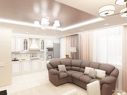 Design Of A Combined Kitchen And Living Room In White