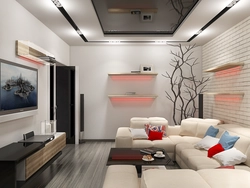 Design of a rectangular hall 18 sq m in an apartment