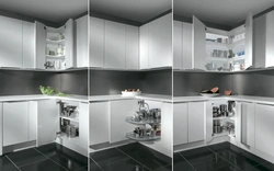 Corner kitchen design with right corner