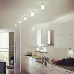 Дизайн точечных светильников на кухне