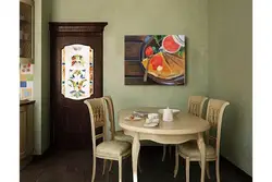 Kitchen design with paintings on the wall