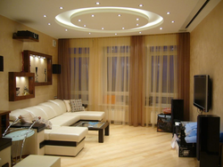 Потолок в гостиной дизайн в современном стиле
