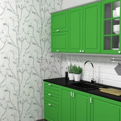Combination of colors in the interior if the kitchen is light green