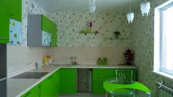 Combination of colors in the interior if the kitchen is light green