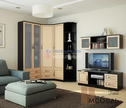 Design of corner living room walls photo