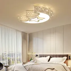 Дизайн светильников на натяжном потолке в спальне