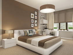 Bedroom interior with light brown furniture