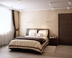Bedroom interior with light brown furniture