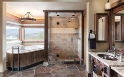 Bath and shower in large bathroom design