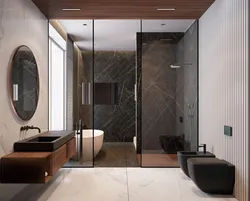 Bath and shower in large bathroom design