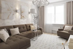 Photo Of Living Room Interior In Beige And Brown Colors