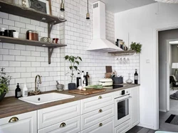 Finishing the kitchen with brick tiles photo