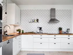 Finishing the kitchen with brick tiles photo