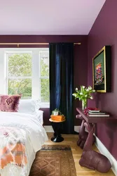 Bedroom Interior In Burgundy Colors