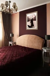 Bedroom interior in burgundy colors