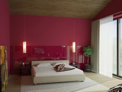 Bedroom interior in burgundy colors