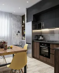 Kitchen design for a one-room apartment 38 sq m photo