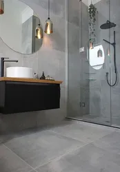 Плитка под бетон в ванной фото в интерьере