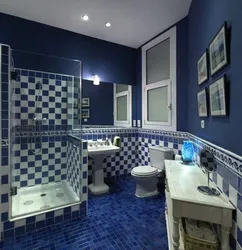 Дизайн ванной комнаты сине серая