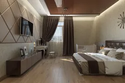 Дызайн спальні ў карычнева бэжавым тоне