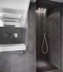 Душ өлшемі бар ванна бөлмесінің дизайны