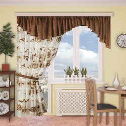 Design of curtains with lambrequin for the kitchen