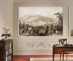 Wall panel photo in the living room interior