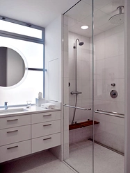 Bathroom design with toilet and shower corner