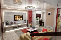 Interior of walk-through kitchen living room