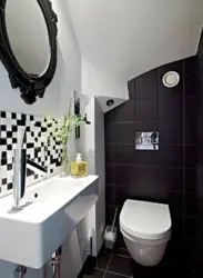 Дизайн ванны с туалетом в черном цвете
